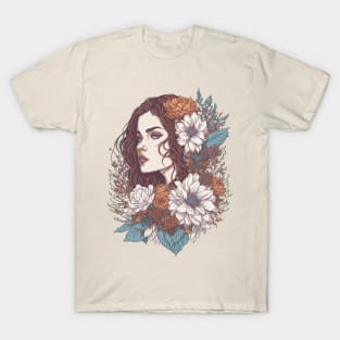 Vintage Floral Girl T-Shirt